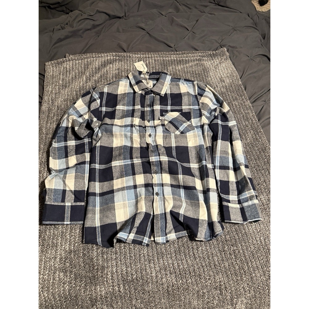 Diamond Supply Co Men's Large Flannel Button Up Shirt Blue Plaid
